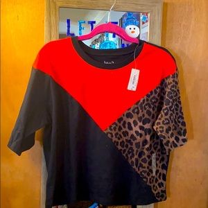 Leopard crop top tee new size large